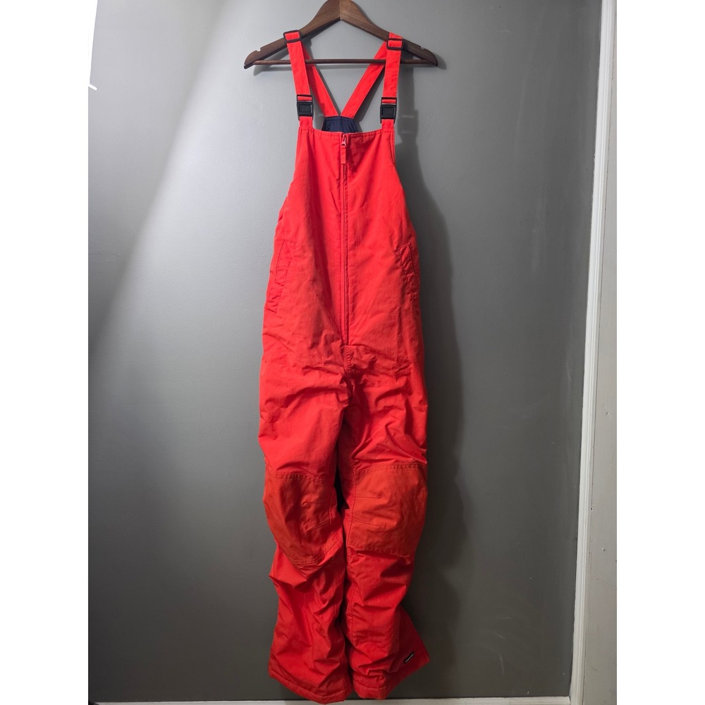 Lands End Kids Orange Insulated Snow Bib Overalls Size 16 Winter Ski Pants